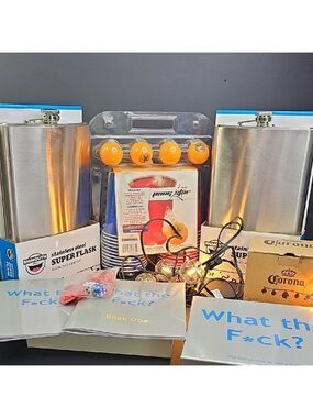Drinking Party Pack 2 Giant Flasks, Beer Pong, Corona String Lights, Game